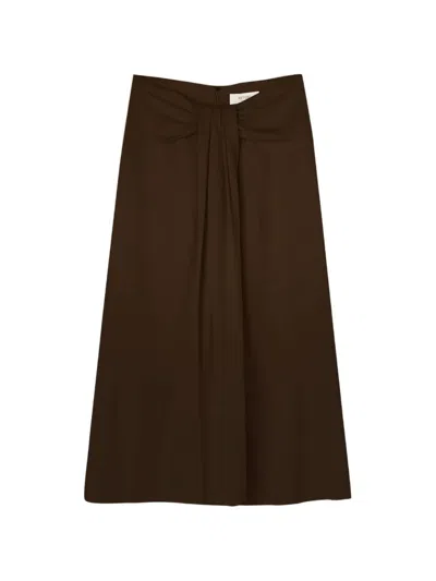 Retori Draped Midi Skirt In Brown