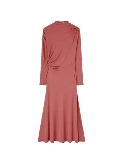Retori Draped Mock-neck Midi Dress In Pink