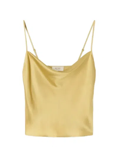 Retori Draped Silk Top In Yellow