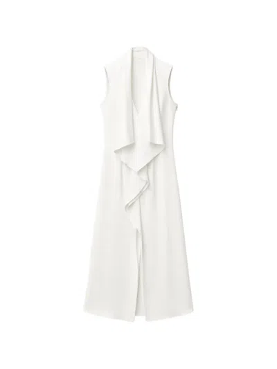 Retori Draped Sleeveless Midi Dress In White