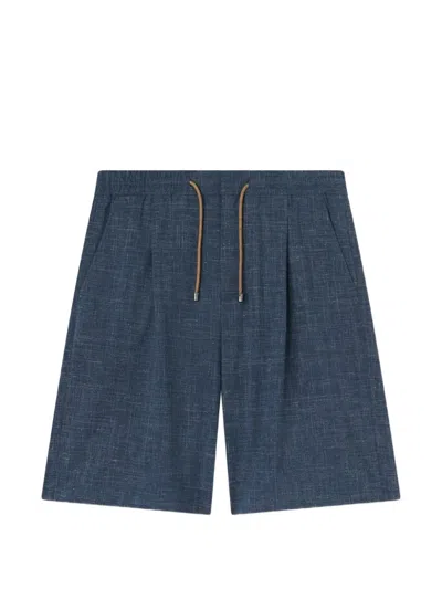 Retori Drawstring Pleated Shorts In Blue