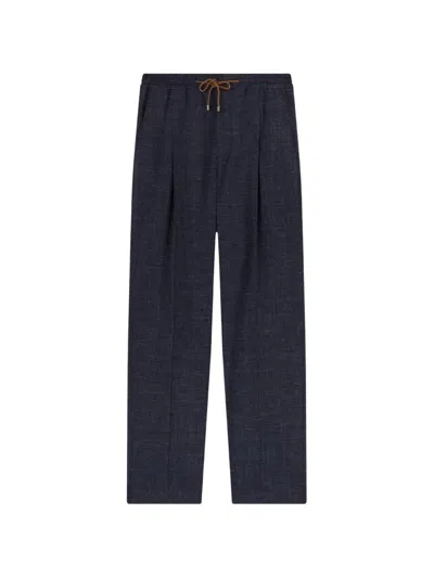 Retori Drawstring-waist Pleated Trousers In Blue