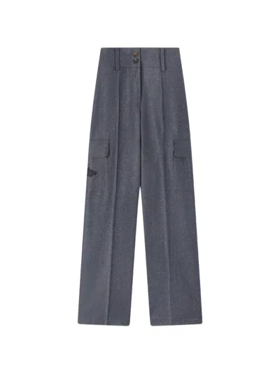 Retori Embroidered Cargo Pants In Blue