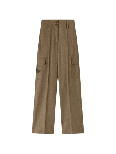 Retori Embroidered Cargo Pants In Brown