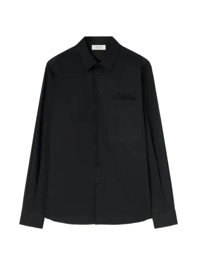 Retori Embroidered Chest-pocket Shirt In Black