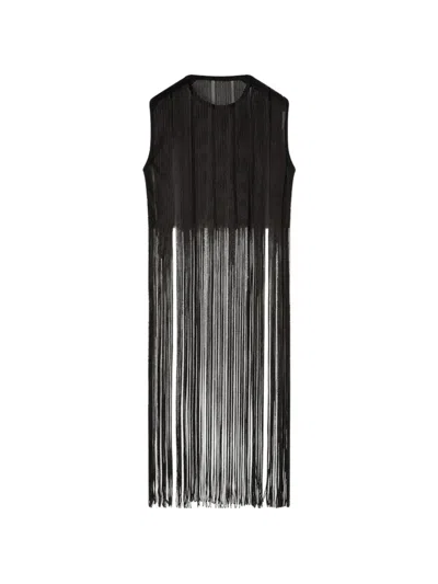Retori Embroidered Fringed Vest In Black