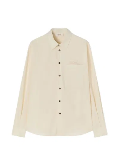 Retori Embroidered-detail Chest-pocket Long-sleeve Cotton Shirt In Neutral
