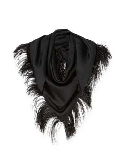 Retori Feather-trim Scarf In Black