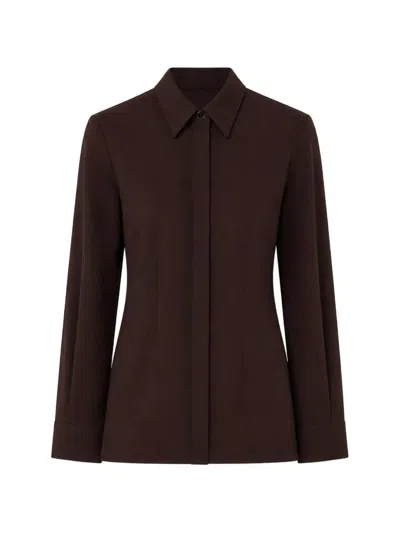 Retori Fitted Jewel-button Shirt In Brown