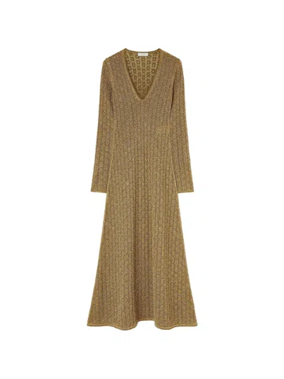 Retori Floral-jacquard Knitted Maxi Dress In Brown
