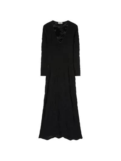 Retori Floral-lace Knitted Maxi Dress In Black