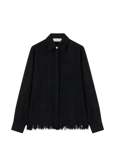 Retori Fringe-trimmed Weave-effect Shirt In Black