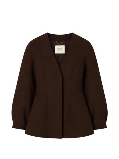 Retori Hourglass-silhouette Single-breasted Blazer In Brown
