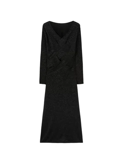 Retori Intertwined-pattern V-neck Maxi Dress In Black