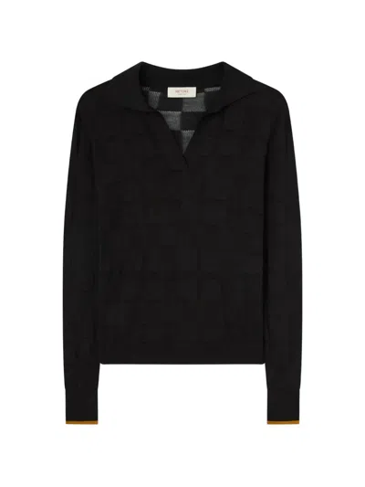 Retori Jacquard Long-sleeve T-shirt In Black