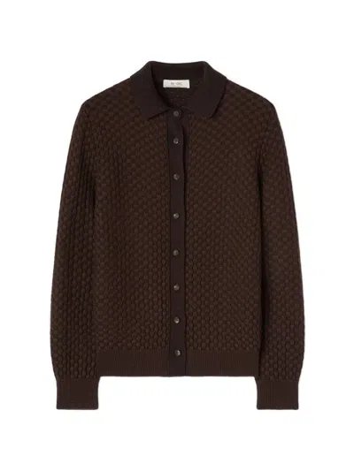 Retori Jacquard-knit Button-down Cardigan In Brown