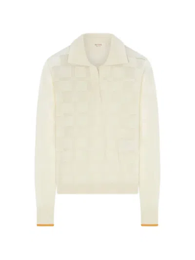 Retori Jacquard-knit Long-sleeve Polo Shirt In Neutral