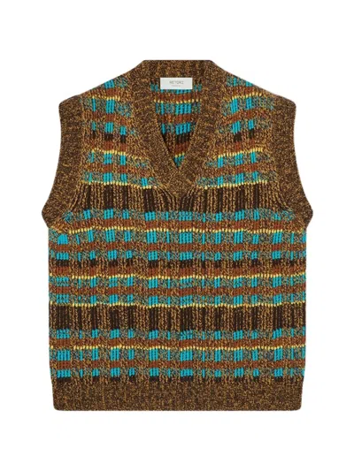 Retori Jacquard-knit V-neck Vest In Brown