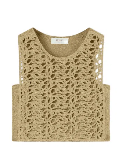Retori Knot-embroidered Cropped Top In Neutral