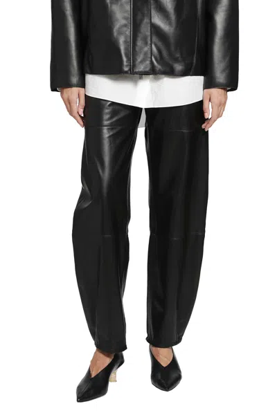 Retori Leather Barrel Pants In Black