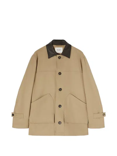 Retori Leather-collar Field Jacket In White