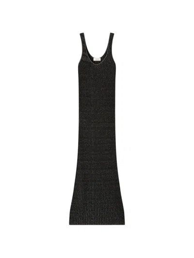 Retori Micro-check Knit Maxi Dress In Black