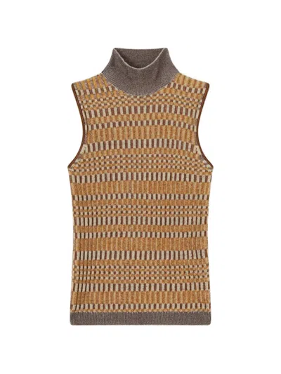 Retori Micro-check-stitch Sleeveless Top In Multi