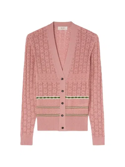 Retori Mix-stitch Knit Cardigan In Pink