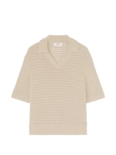 Retori Net-stitch Cotton Polo Shirt In Brown