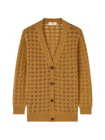 Retori Openwork-stitch V-neck Cardigan In Brown