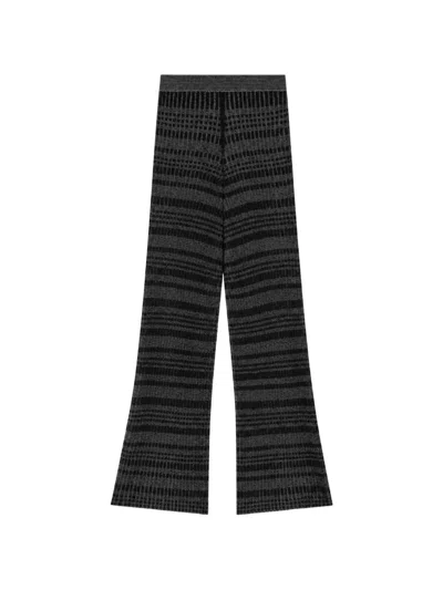Retori Patterned Knitted Wool Trousers In Black