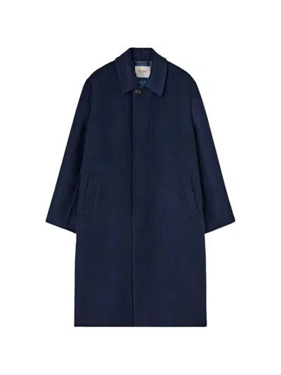 Retori Reversible Check-jacquard Coat In Blue