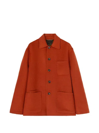 Retori Reversible Check-jacquard Jacket In Orange
