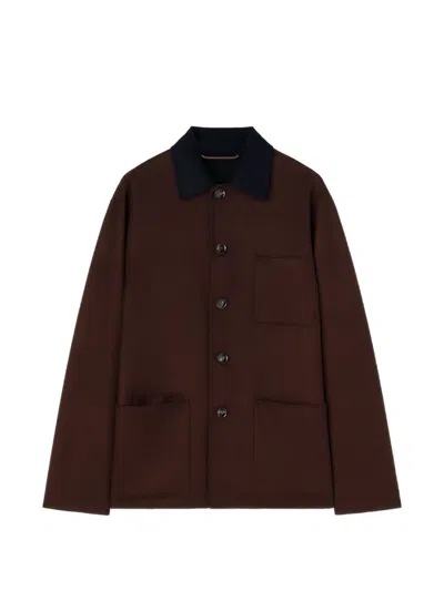 Retori Reversible Virgin-wool Overshirt In Brown