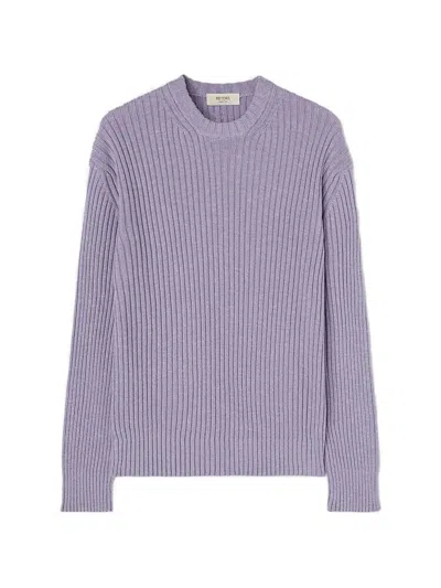 Retori Ribbed-knit Crew-neck Sweatshirt In Blue