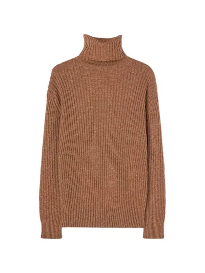 Retori Ribbed-knit Roll-neck Sweater In Brown