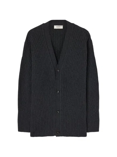 Retori Ribbed-knit V-neck Cardigan In Gray