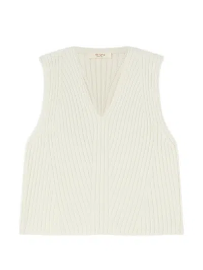Retori Ribbed-knit V-neck Vest In White