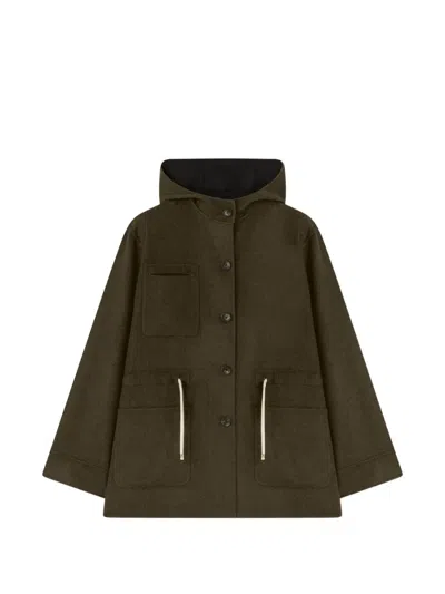 Retori Rope-detail Reversible Wool Parka In Green