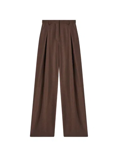 Retori Sartorial Double-pleated Wool Trousers In Brown