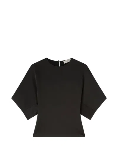 Retori Satin Keyhole-back Blouse In Black