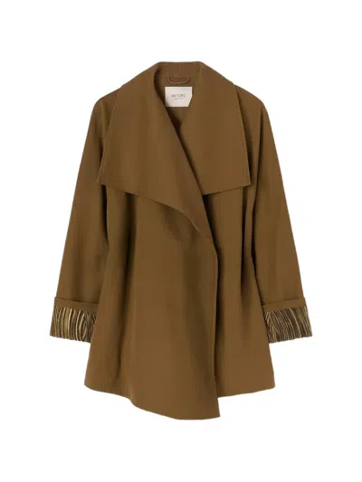 Retori Shawl-collar Printed-lining Jacket In Brown
