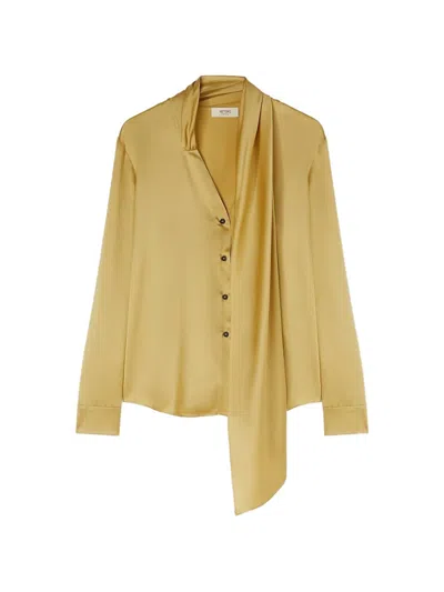 Retori Silk Scarf-detail Shirt In Yellow