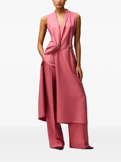 Retori Silk Wrap Midi Dress In Pink
