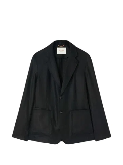 Retori Single-breasted Flannel Blazer In Black
