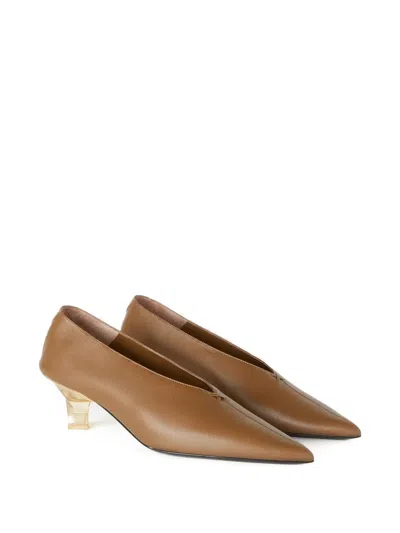 Retori Spiral-heel Pointed-toe Pumps In Brown