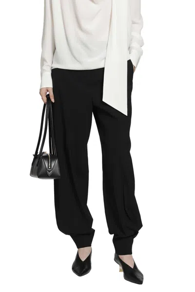 Retori Stretch Wool Barrel Pants In Black