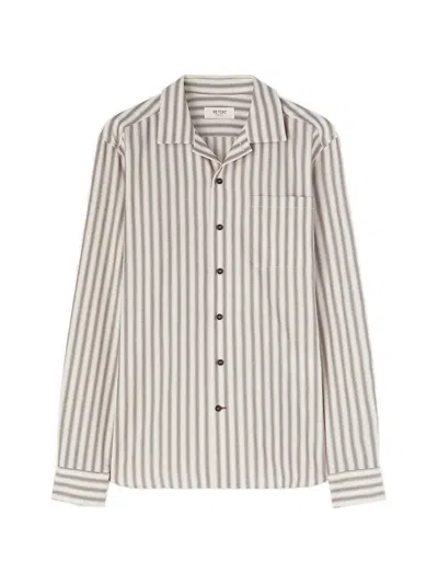 Retori Striped Patch-pocket Shirt In Neutral