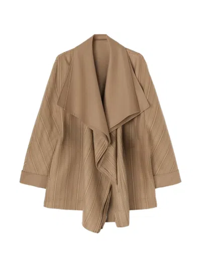 Retori Striped Shawl-collar Wool Jacket In Brown
