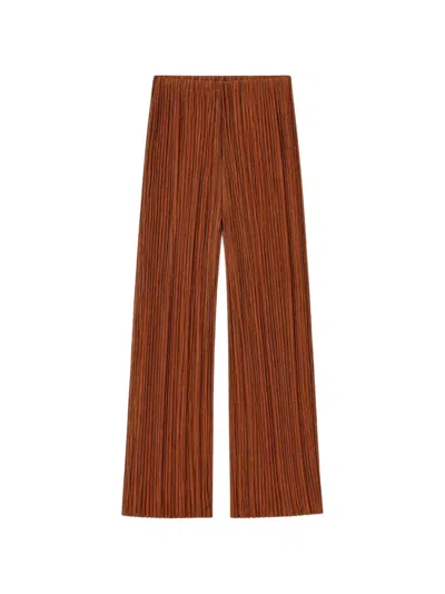 Retori Striped Wide Trousers In Brown